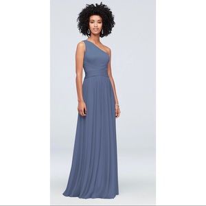David’s Bridal Steel Blue Gown/Bridesmaids Dress